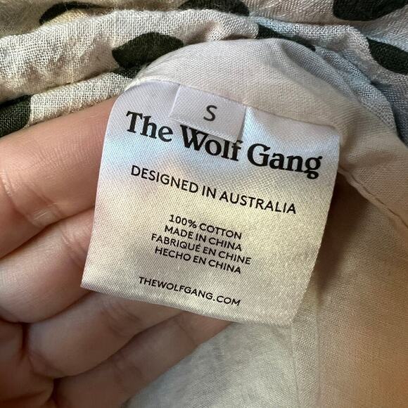 The Wolf Gang Feliz Lace Up Polka Dot Puff Sleeve Midi Dress - Picture 5 of 6